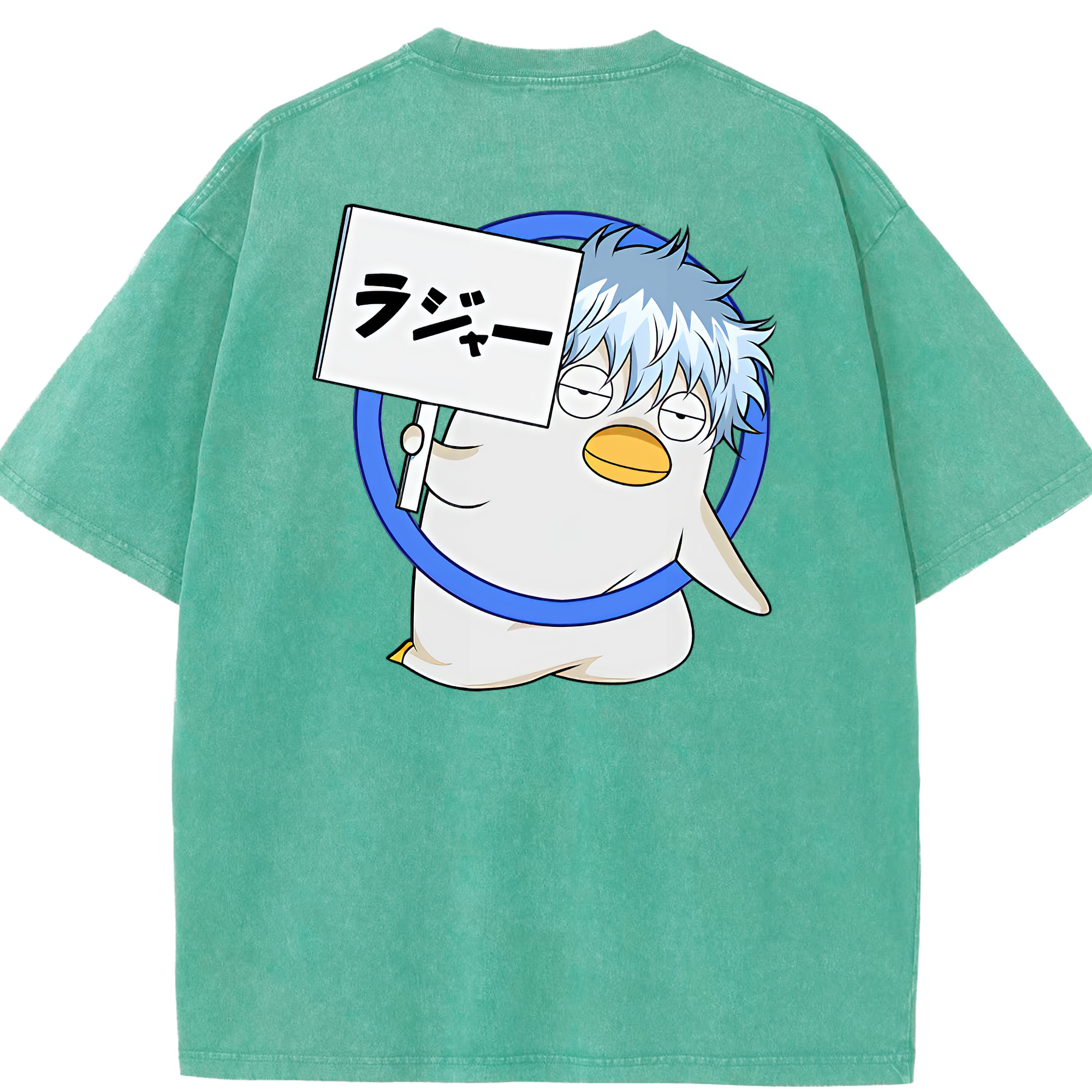 （画像用） ぎんたま 坂田銀時（さかたぎんとき） 神楽 志村新八（しむら しんぱち） GINTAMA Sakata Gintoki Kagura Shimura Shinpachi 綿100% ヴィンテージ風 半袖Tシャツ（背面プリント）
